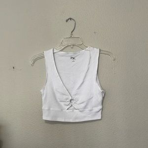 PACSUN WHITE V-NECK RIBBED CROP TOP